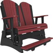 Red and black Adirondack glider on a white background