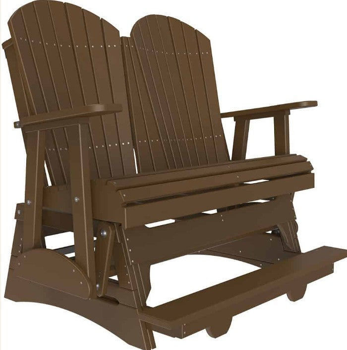 Brown Adirondack glider on a white background