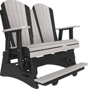 Black and gray Adirondack-style glider chair on a white background