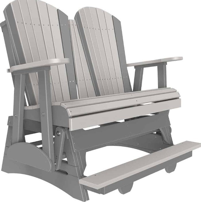 Gray and slate Adirondack glider on a white background