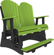 Green and black Adirondack glider on a white background
