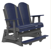 Blue and gray Adirondack-style glider  on a white background