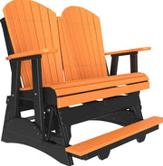 Orange and black Adirondack glider on a white background