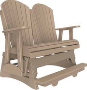 Beige Adirondack glider on a white background