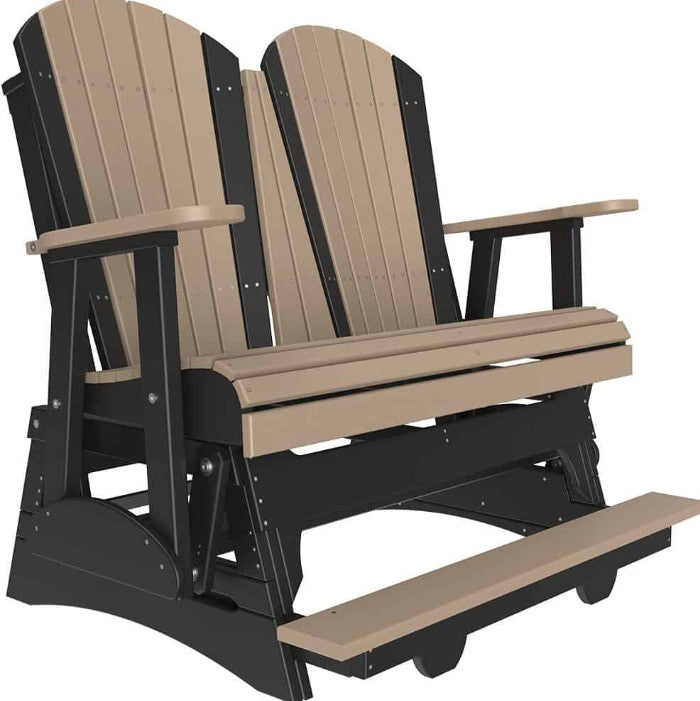 Beige and black Adirondack glider on a white background