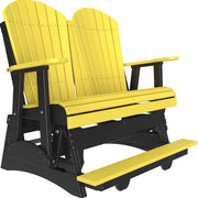 Yellow and black Adirondack glider on a white background