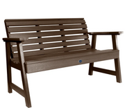 Sequoia 4' garden bench in weathered acorn on a white background. 