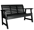 Sequoia 4' garden bench in black on a white background.  