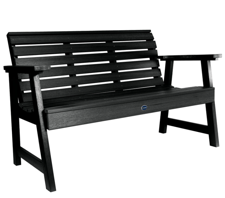 Sequoia 4' garden bench in black on a white background.  