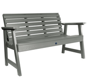 Sequoia 4' garden bench in coastal teak on a white background.  