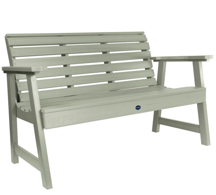 Sequoia 4' garden bench in eucalyptus on a white background.  