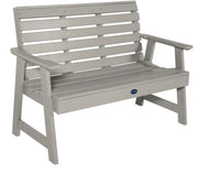 Gray wooden bench on a white background