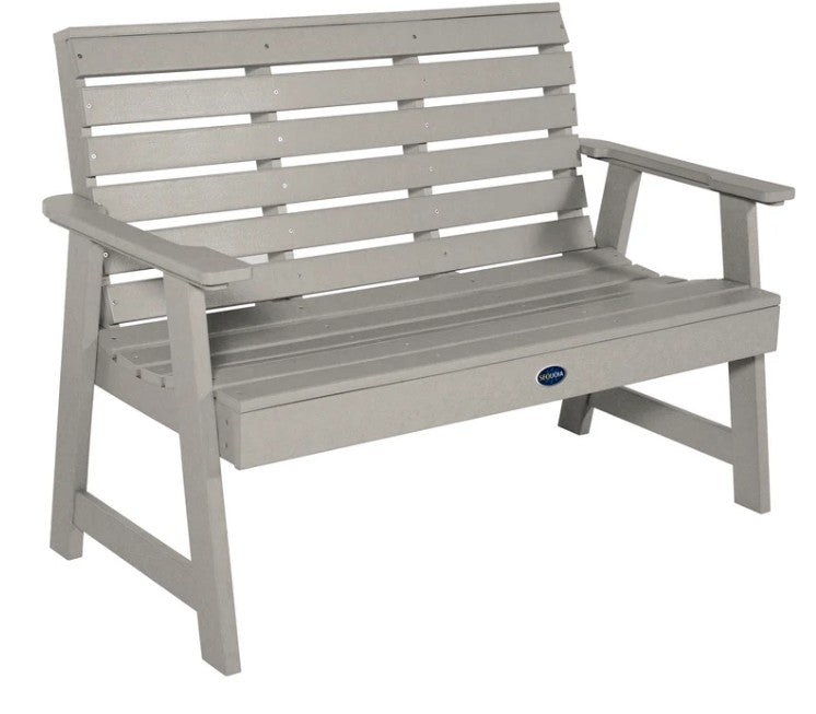 Gray wooden bench on a white background