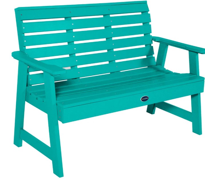 Turquoise bench on a white background
