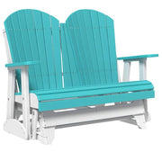 Turquoise and white Adirondack glider on a white background