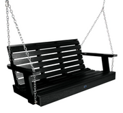Sequoia 4' porch swing in black on a white background.  
