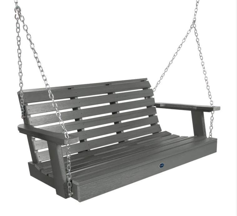 Sequoia 4' porch swing in Coastal Teak on a white background. 