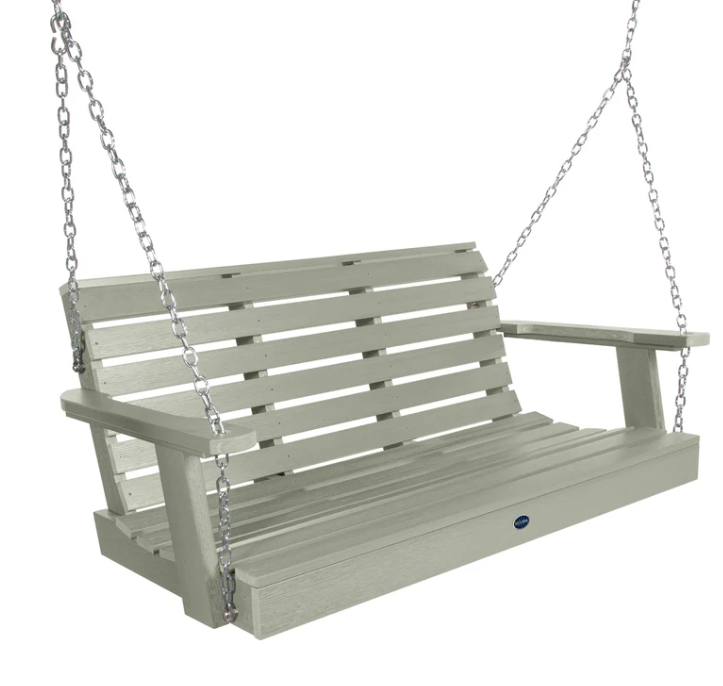 Sequoia 4' porch swing in eucalyptus on a white background.  