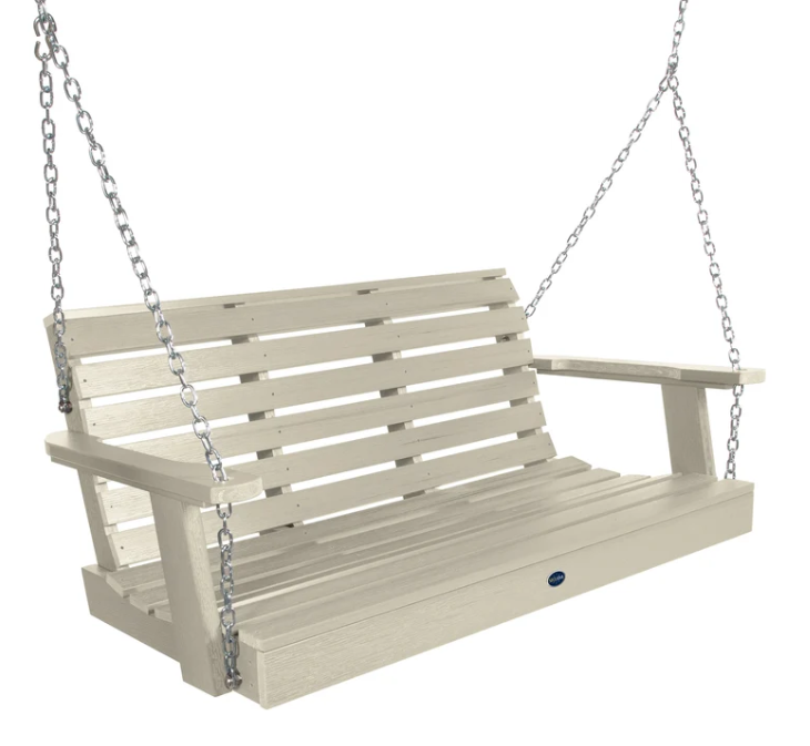 Sequoia 4' porch swing in whitewash on a white background.  