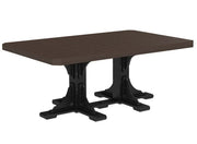 Brown table with black legs on a white background