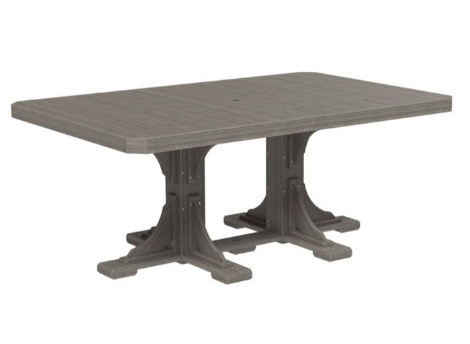 Rectangular outdoor dining table with a textured surface on a white background