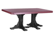 Rectangle table with a cherry top and black legs on a white background