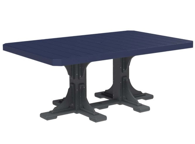Blue rectangular table with a white background