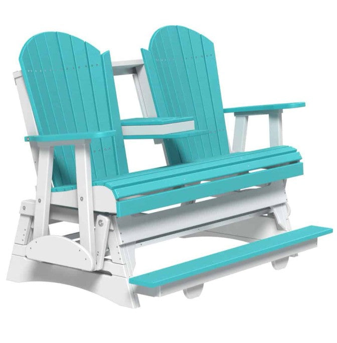 Turquoise and white double chair on a white background