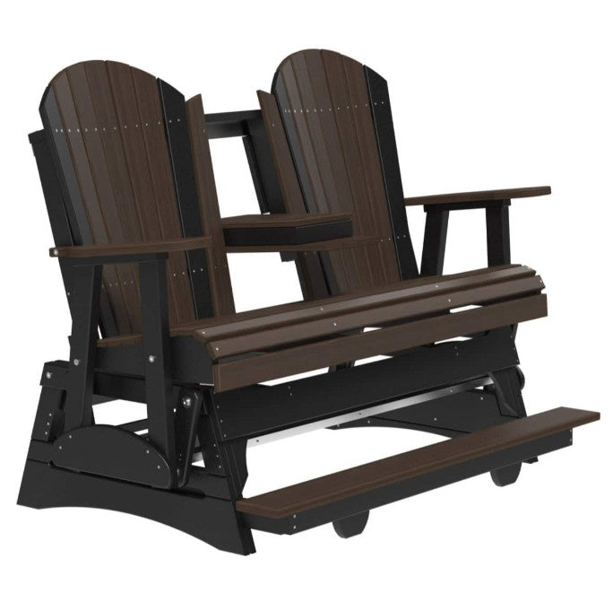 Glider with dark brown and black finish on a white background