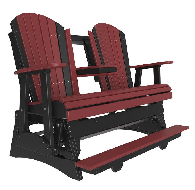 Red and black Adirondack chair set on a white background