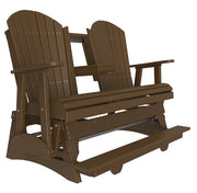 Brown double chair with a bench on a white background