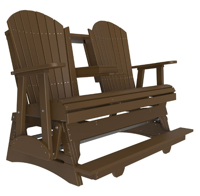 Brown double chair with a bench on a white background