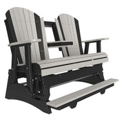 Adirondack glider with black frames and gray seats on a white background