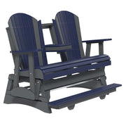 Blue and gray Adirondack-style double chair on a white background