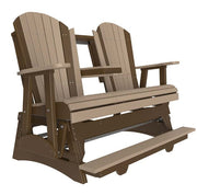 Brown and beige wooden double chair on a white background