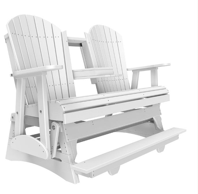 White Adirondack chair with a reclining feature on a white background
