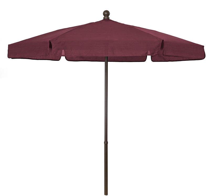 Fiberbuilt Umbrellas 7GPUCB-Burgundy 7.5 Foot Hexagon 6 Rib Push Up and Pin Garden Umbrella Vinyl Weave Burgundy