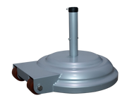 Silver aluminum umbrella base with wheels