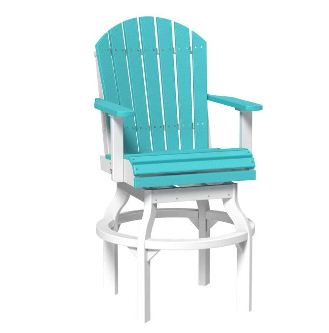 Turquoise and white Adirondack chair on a white background