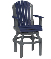 Chair with blue and gray striped backrest and seat on a white background