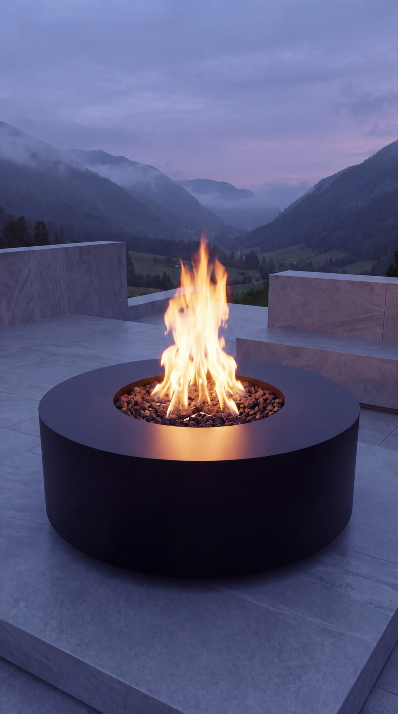 HPC - 48" Round Metal Fire Pit Enclosure with TOR - PENTA24 MLFPK-FLEX Burner System