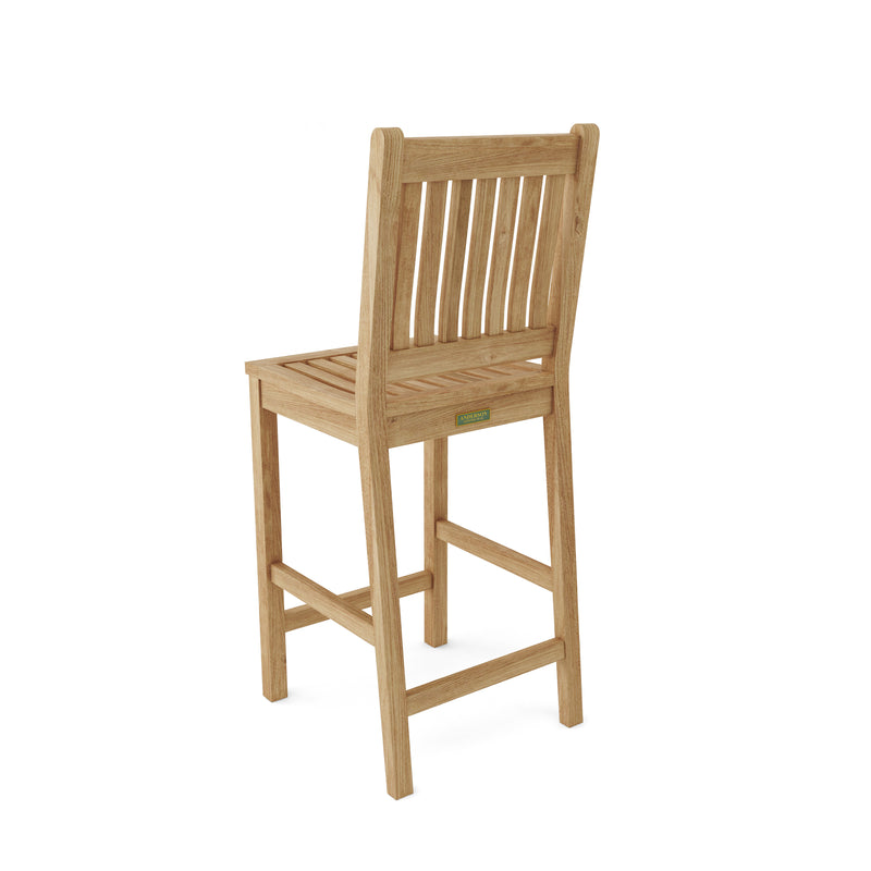 Anderson Teak Avalon Bar Chair - back view on white background. 