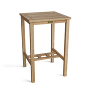 Anderson Teak Avalon square bar table on a white background. 