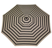 Beige and black striped umbrella on a white background