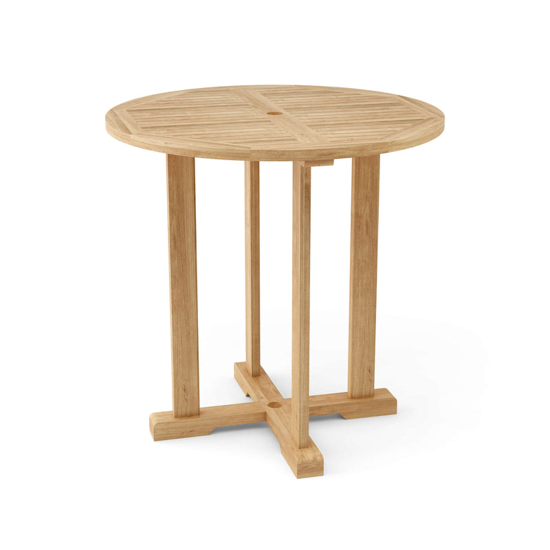 Anderson Teak Bahama 39 inch bar table with top view on white background.  