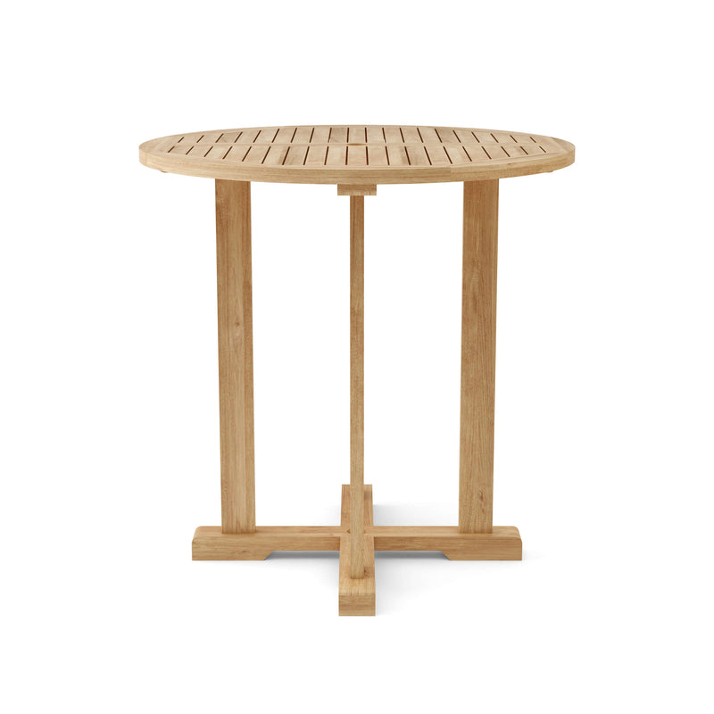 Anderson Teak Bahama 39 inch bar talbe side view on white background.  