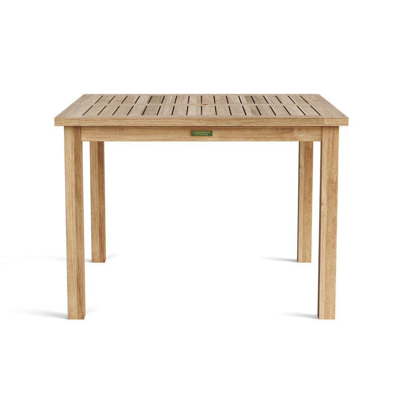 Anderson Teak Bahama 42 inch square dining table with white background.  