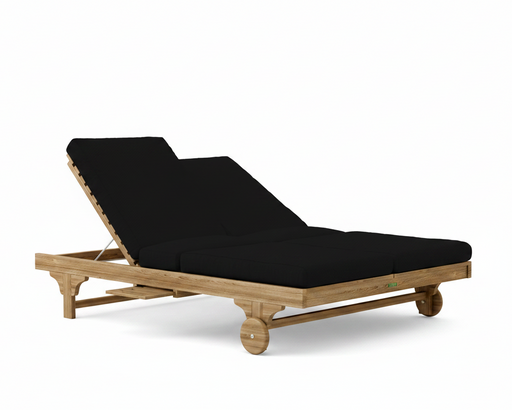 Bel Air double sun lounger with black cushions on a white background. 