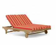 Bel air double sun lounger with bravada salsa cushions on a white background. 