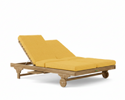 Bel air double sun lounger with buttercup cushions on a white background.  